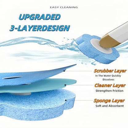 Disposable Toilet Brush and Holder,Cleaning Supplies,Deep Cleaning,Wall Mount Toilet Cleaning System,1 Toilet Wand + 18 Toilet Brush Refill (Ocean Blue Package) - color: Ocean Blue Package