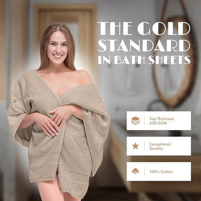 White Classic Luxury Soft Bath Sheet Towels - 650 GSM Cotton Luxury Towels Extra Large 35x70 | Highly Absorbent and Quick Dry | Hotel Quality, Taupe, 2 Pack - color: Taupe, size: Bath Sheets, 2 Pack