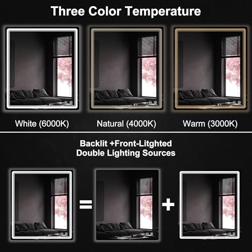 LED Bathroom Mirror with Lights, Anti-Fog, Dimmable, Lighted Bathroom Vanity Mirror for Wall, UL-Certified (36 x 36) - size: 36"L x 36"W