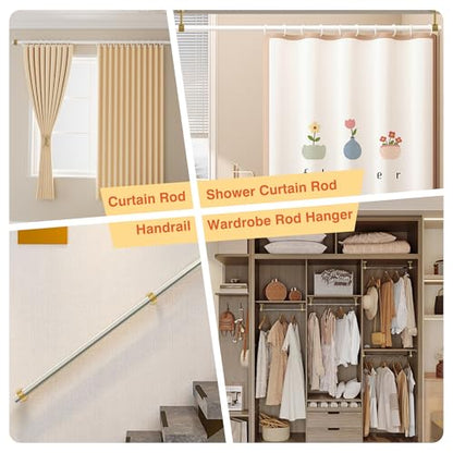 Alise Curtain Rod Holder Bracket 32mm Dia,Closet Rod Holders Wall Mount | Ceiling Mounted,Curtain Rod Flange Brackets,Ceiling Curtain Rods Brackets,for Bathroom Curtain,Stainless Steel,Gold,4 Pcs - color: Golden Finish, size: 32mm/1-1/4 Inch Dia.