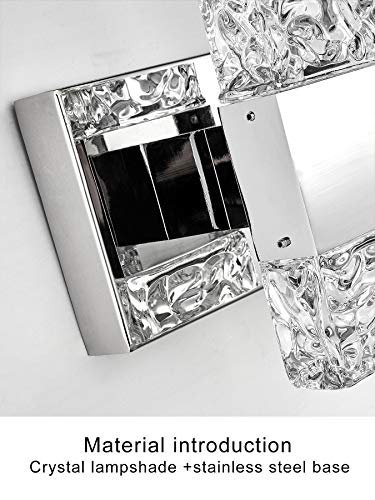 Modern LED Bathroom Vanity Light Fixtures Chrome Stainless Steel 4 Light Wall Sconces Over Mirror 28 Inch 40w Crystal Cool White 5800K Dimmable - color: Chrome, size: 4 lights