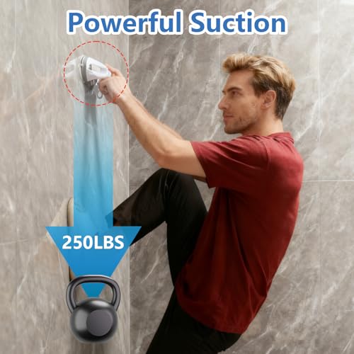 2-Pack Grab Bars for Shower :3 Strong Suction Cups, No-Drill Removable Safety Handrails for Seniors, Elderly and Disabled – Waterproof Bathroom Shower Handle for Toilet, Tub and Shower