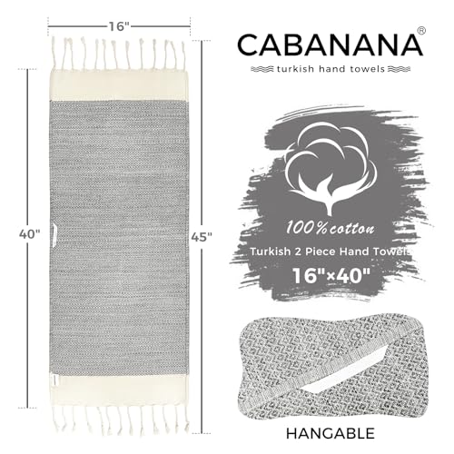 cabanana Hand Towels for Bathroom - 2-Pack,16x40 Inch-100% Cotton,Turkish Bathroom Hand Towels,Super Absorbent & Quick-Dry Soft for Bath, Kitchen, Spa, Face, Hair, Dishcloth (Light Quarry) - color: Z Diamond Light Quarry 16x43