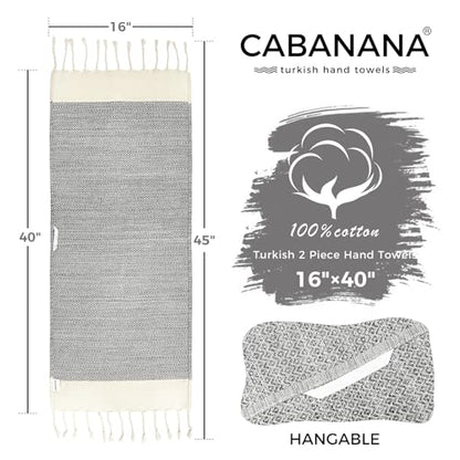 cabanana Hand Towels for Bathroom - 2-Pack,16x40 Inch-100% Cotton,Turkish Bathroom Hand Towels,Super Absorbent & Quick-Dry Soft for Bath, Kitchen, Spa, Face, Hair, Dishcloth (Light Quarry) - color: Z Diamond Light Quarry 16x43