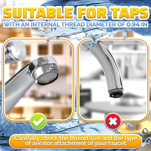 4Pcs Bathroom Faucet Aerator Replacement - 15"/16" 24mm Kitchen Bathroom Sink Attachment High Flow Aerator for Sink Faucet Aerators M24 Male Thread
