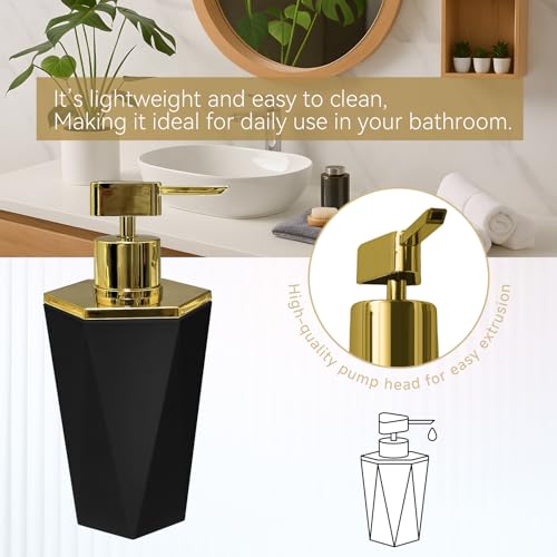 2 Piece Plastic Bathroom Accessories Set, Black Bathroom Sets Accessories | Soap Dispenser and Toothbrush Holder, Modern Bathroom Decor, Bathroom Sets Accessories