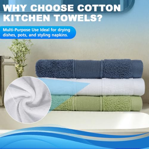 100% Cotton Wash Cloth, 13x13 Inch, 3 Pack, 3 Colors - color: C-green, White and Blue