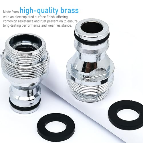 1pcs Brass Faucet Tap Quick Connector Adapter Kit,20mm Male Thread x 1mm Pitch Connector,Universal Faucet Adapter for Washing Machine And Pressure Washer(Silver) - size: 20mm Male Thread x 1mm