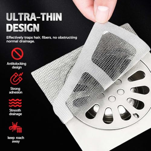 2026 New Disposable Shower Drain Hair Catcher - Square Screen Bathroom Floor Drain Protector (100pcs) - color: 100pcs
