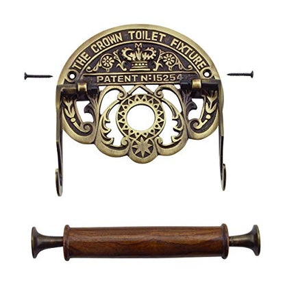 Renovators Supply Manufacturing Toilet Paper Holder Stand Wall Mount 7.5 in. Brass Toilet Paper Roll Holder - color: Brushed Brass Crown