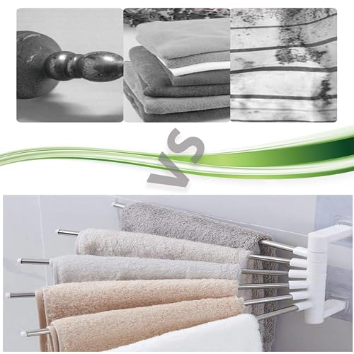 Swivel Towel Rail, 2PCS Folding Towel Holder 5-Arm Towel Rack Wall Mounted Stainless steel Towel Hanger Towel Storage Rack Towel Rails for Bathroom Toilet Kitchen