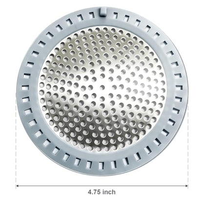 Seatery 2PCS Shower Drain Hair Catcher, Shower Drain Strainer, Stainless Steel with Silicone Edging, 4.75 Inch Diameter - color: Silver