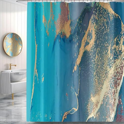 Printed Pattern Thickened Fabric Shower Curtain with Hooks Decorative Bathroom Waterproof Curtains 72" x 72" (Blue&Yellow) - color: Blue&yellow