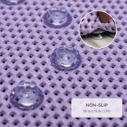 Bathtub Mat Non Slip, Soft Foam Bath Mat for Tub, Bathtub Mat with Drain Holes, Suction Cups Shower Mat (Purple, 36''X17'') - color: Purple