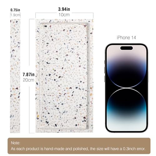 Luxspire Resin Bathroom Vanity Tray Countertop Organizer, Mini, Terrazzo | 8 x 4 inch, non-slip waterproof resin, easy wipe clean, fits bath kitchen vanity, holds jewelry toiletries soap - color: Terrazzo, size: Mini