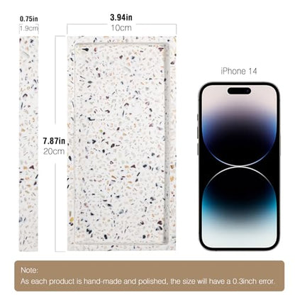 Luxspire Resin Bathroom Vanity Tray Countertop Organizer, Mini, Terrazzo | 8 x 4 inch, non-slip waterproof resin, easy wipe clean, fits bath kitchen vanity, holds jewelry toiletries soap - color: Terrazzo, size: Mini