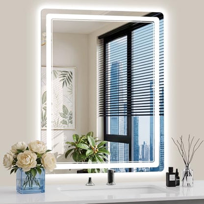 30"x36" LED Bathroom Mirror with Lights, Backlit + Front Lit, Anti-Fog, Lighted Bathroom Mirror for Wall, HD Shatterproof Tempered Glass, Dimmable, Memory Function (Horizontal/Vertical) - size: 36"L x 30"W
