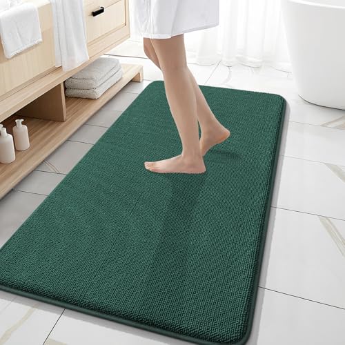OLANLY Memory Foam Bathroom Runner Rugs 47x20, Long Mats, Blackish Green | Soft Quick Dry Bath Rugs, Non-Slip, Absorbent Machine Washable Mat for Bathroom Floor, Tub and Shower, Home Decor Accessories - color: Blackish Green, size: 47" X 20"