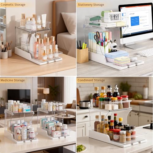 Attelite Makeup Organizer 2-Tier Makeup Storage Cosmetics Organizer with 180° Rotating Design Sturdy durable Versatile Perfume Vanity Organizer for Countertops, Bathrooms, Office Supplies 4PACK - size: 4 pack