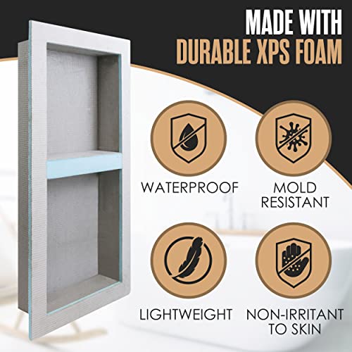 Shower Niche, Shower Niche Insert Tile Ready, 12x28 (13x29), Prefab Box | Houseables Recessed Bathroom Storage, In Wall Shelf, Cubby Inserts, Recessed Shampoo Soap Caddy, Inset Shelves, Built In Nook - size: 12 x 28 inches (ID)