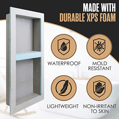 Shower Niche, Shower Niche Insert Tile Ready, 12x28 (13x29), Prefab Box | Houseables Recessed Bathroom Storage, In Wall Shelf, Cubby Inserts, Recessed Shampoo Soap Caddy, Inset Shelves, Built In Nook - size: 12 x 28 inches (ID)