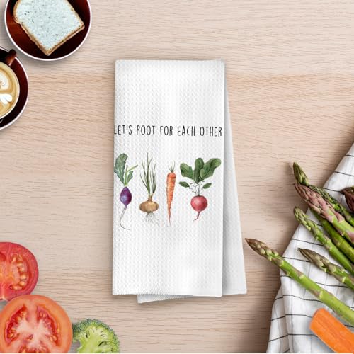 Inspirational Foodie Kitchen Towels - Funny Vegetarian Decorative Waffle Dish Towels, Gardening Gifts Hand Tea Towel, 16x24 Inches - color: Foodie- 01