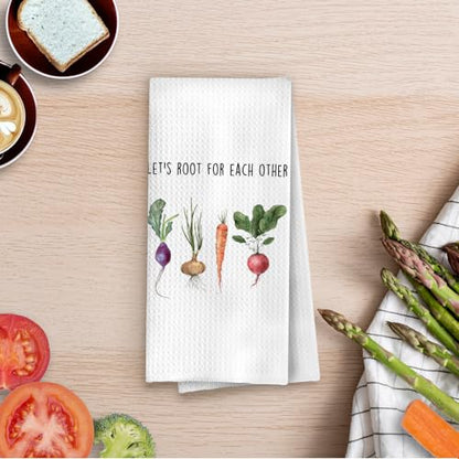 Inspirational Foodie Kitchen Towels - Funny Vegetarian Decorative Waffle Dish Towels, Gardening Gifts Hand Tea Towel, 16x24 Inches - color: Foodie- 01