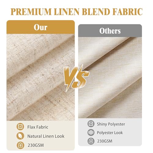 Linen Shower Curtain Beige Boho Cream Natural Cloth 54" W x 72" L | Linen Fabric, Boho Farmhouse, Woven Texture, Natural Cloth, Elegant Drape, Washable, Shower Curtain for Bathroom Bathtub - color: Linen-beige, size: 54"W x 72"L