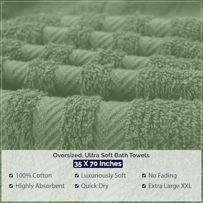 DAN RIVER 2 Pack Bath Sheets Extra Large 35x70, Large Bath Towels for Adults, XL Oversized Heavy Duty Towel Set, 600 GSM 100% Ring Spun Cotton, Soft Quick Dry, Sage Green - color: Sage Green
