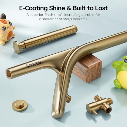 Dual Shower Head System- Double Showerheads for Couples - Golden | Two People 2 Person Gifts for Women Men - Thicker 304 Stainless Steel, High Pressure, Adjustable, Bathroom Upgrade, SPA-Like - color: Golden