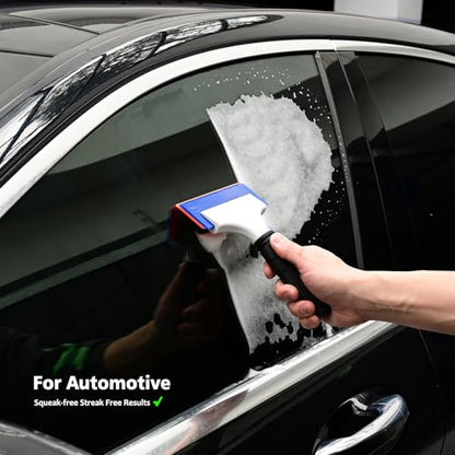 EHDIS 2PCS Double Edge Blade Small Rubber Squeegee 5-inch Handy Window Shower Squeegee Auto Water Blade for Car Windshield, Window, Mirror, Glass Door, Ice Snow Removal Scraper Tool