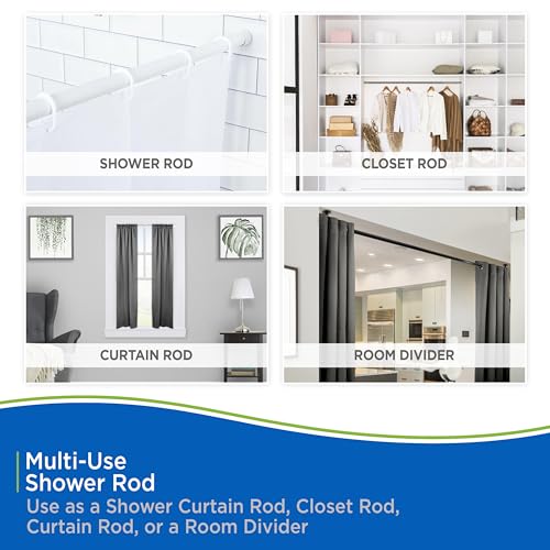 Kenney KN609L/13 Twist & Fit No Tools Spring Tension Standard Shower Curtain Rod with Non-Slip, Non-Scratch Ends, 42-72" Adjustable Length, Easy Install, Silver, 1" Diameter Rust Resistant Steel Tube - color: Silver