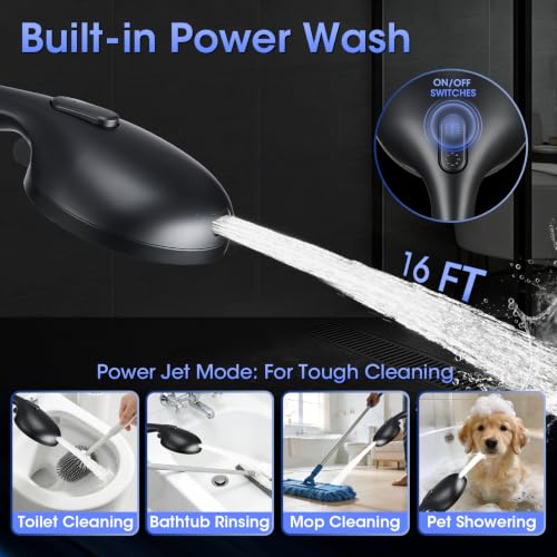 Shower Head with Handheld, High Pressure 10 Spray Modes, Matte Black | Built-in Pause Function, Power Wash Mode, Anti-Clog Nozzles, 71 Inch Stainless Steel Hose, Adjustable Overhead Bracket - color: Matte Black