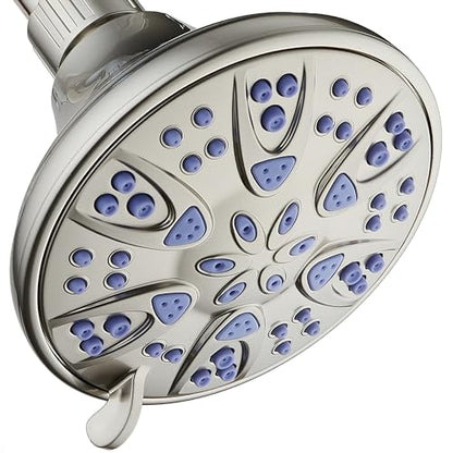 AquaDance Antimicrobial – Anti-Clog High-Pressure 6-Setting Shower Head with Microban Nozzle Protection from Growth of Mold, Mildew & Bacteria for Stronger Shower! 4" Sunset Blue - color: Satin Nickel / Sunset Blue Jets, style: 2.5 Gallons Per Minute