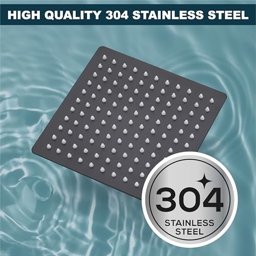 Midanya Square Rain Shower Head,High Pressure,Matte Black 10 Inch | 360°Swivel,Ceiling or Wall Mount,Waterfall Full Body Coverage,Bathroom Remodel,Stainless Steel Large Rainfall Shower Head - color: Black, size: 10 Inch