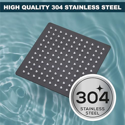 Midanya Square Rain Shower Head,High Pressure,Matte Black 10 Inch | 360°Swivel,Ceiling or Wall Mount,Waterfall Full Body Coverage,Bathroom Remodel,Stainless Steel Large Rainfall Shower Head - color: Black, size: 10 Inch