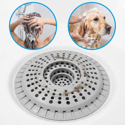Silicone Shower Drain Hair Catcher,Anti-Clogging Pet Hair & Debris | Hair Stopper Drain Strainer for Bathroom Sink & Bathtub, Cover & Trap for Most Tubs, Stays in Place, Ease of Cleaning,3 Pack