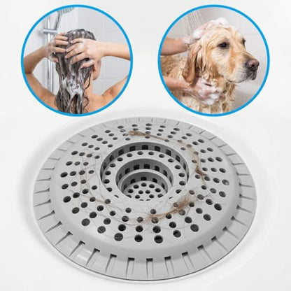 Silicone Shower Drain Hair Catcher,Anti-Clogging Pet Hair & Debris | Hair Stopper Drain Strainer for Bathroom Sink & Bathtub, Cover & Trap for Most Tubs, Stays in Place, Ease of Cleaning,3 Pack
