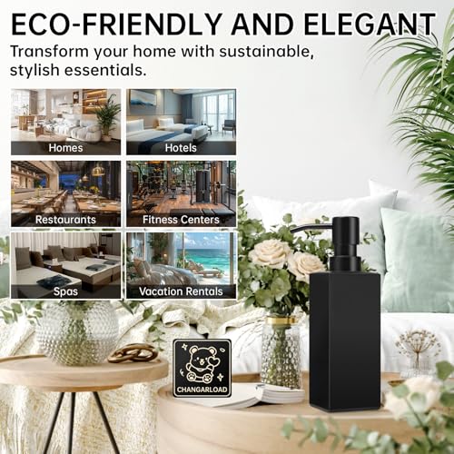 Black Soap Dispenser for Bathroom Countertop, Square Black Dish Soap Dispenser Pump Bottle with Kitchen Sink Laundry Shower Lotion - color: Black