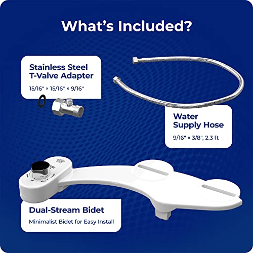 Squatty Potty Refresh-it Dual Stream Fresh Water Toilet Bidet Non Electric | Seat Attachment - Non Electric - with Adjustable water Pressure and Front and back washing Adjustments