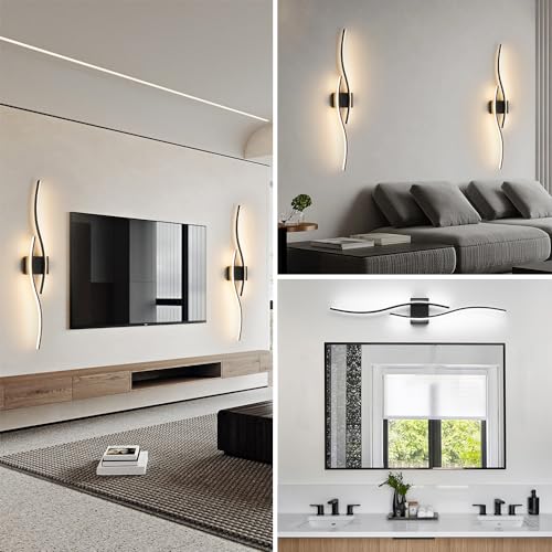 Daunton Black Vanity Lights Fixtures Over Mirror, Modern LED Bathroom Light Fixture with Remote Control, 3CCT Dimmable Bathroom Vanity Light 40.5 inch Wall Sconce Lighting for Bedroom, Living Room - color: Black