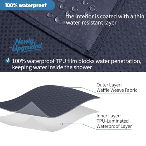 2-in-1 Waterproof Fabric Shower Curtain - No Separate Liner Needed, Hotel-Style Waffle Weave, Effortless Cleaning & Washable Bathroom Shower Curtain Set,72Wx72H,Navy Blue - color: Navy Blue, size: 72"W x 72"L (Pack of 1)
