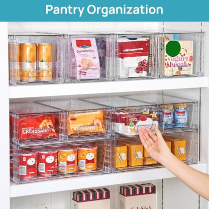 Vtopmart Clear Stackable Storage Drawers, 7 Pack Multi Size Set | Wide, Medium and Small Pull-Out PET Drawers for Flexible Organization, Stackable Storage for Cabinets, Closets, Pantry - style: 1 Wide+2 Medium+4 Small