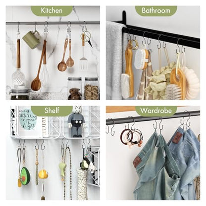 AmazerBath Bronze Shower Curtain Hooks Shower Curtain Rings, Simple Double Hook Shower Curtain Hooks Rust Proof, Metal Smooth Glide Shower Hooks for Shower Curtain Rod, 12 Pcs Shower Rod Hooks - color: Bronze, style: Minimalist - Double Shower Hooks