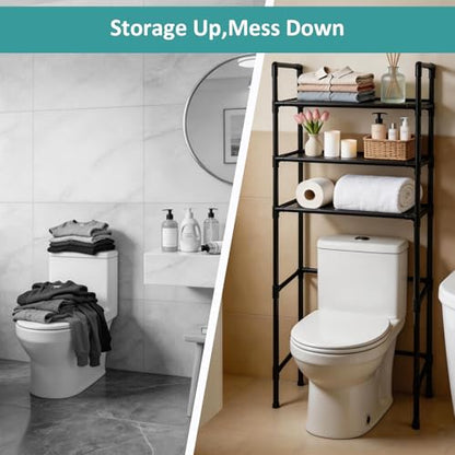 Over The Toilet Storage Shelf,3 Tier Storage Over Toilet,New Upgraded Multifunctional Over The Toilet Rack Increase in Width and Thickness,Space Saver Bathroom Shelves,More Stable and Easy to Install