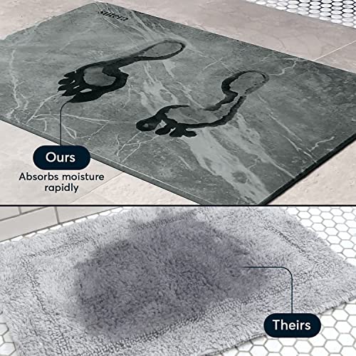 Stone Bath Mat for Bathroom, Dries in Seconds - Diatomaceous Earth, Slate | Super absorbent, quick-drying & easy to clean. Natural material that lasts — restores with light sanding. - color: Slate