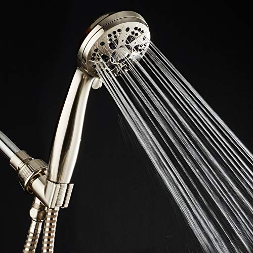 AquaDance High Pressure 6-Setting Hand Held Shower Head with Extra-Long 6 Foot Hose & Bracket – Anti-Clog Nozzles - USA Standard Certified - Top U.S. Brand - ALL BRUSHED NICKEL - color: Brushed Nickel