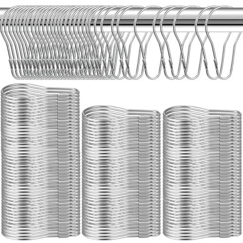 400 PCS Metal Shower Curtain Rings Hooks Bulk Rust Proof Hanging Shower Curtain Hooks Practical Stainless Curtains Ring for Home Bathroom Kitchen Rods Application, Silver - color: 400pcs Silver