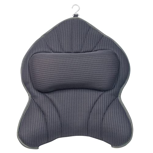 Extra Thick Large Bath Pillow with Neck,Back,Head Support for Bathtub | Soft 3D Mesh Fabric＆Quick Dry, Fits All Tubs, Bath Soaking Accessories, Spa Gifts, Gray(19''x15'') - size: Gray(19''x15'')