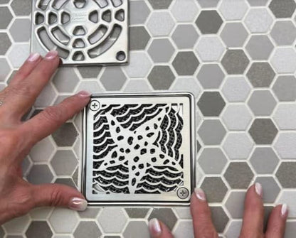 Starfish Designer Drains, Square Shower Drain Replacement for Kerdi Schluter Size (Polished Stainless Steel) - color: Polished Stainless Steel